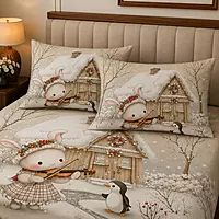 Snow 7D Digital Print Bedsheet Soft, Stylish & Premium Quality Bed Sheet King-225 x 250 CM)