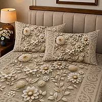 GOLD 7D Digital Print Bedsheet Soft, Stylish & Premium Quality Bed Sheet King-225 x 250 CM)