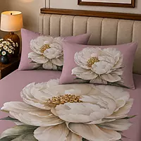 Purple 7D Digital Print Bedsheet Soft, Stylish & Premium Quality Bed Sheet King-225 x 250 CM)