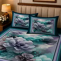 Blue 7D Digital Print Bedsheet Soft, Stylish & Premium Quality Bed Sheet King-225 x 250 CM)