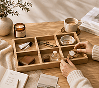 6 Compartment wooden organizer