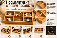 6 Compartment wooden organizer