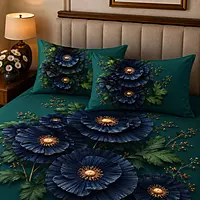 Green 7D Digital Print Bedsheet Soft, Stylish & Premium Quality Bed Sheet King-225 x 250 CM)