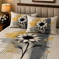Sun Flower 7D Digital Print Bedsheet Soft, Stylish & Premium Quality Bed Sheet King-225 x 250 CM)