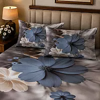 White Rose 7D Digital Print Bedsheet Soft, Stylish & Premium Quality Bed Sheet King-225 x 250 CM)