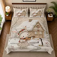 Snow 7D Digital Print Bedsheet Soft, Stylish & Premium Quality Bed Sheet King-225 x 250 CM)