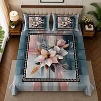 Square 7D Digital Print Bedsheet Soft, Stylish & Premium Quality Bed Sheet King-225 x 250 CM)