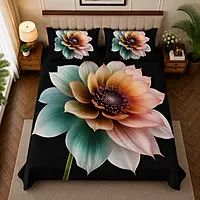 Black 7D Digital Print Bedsheet Soft, Stylish & Premium Quality Bed Sheet King-225 x 250 CM)