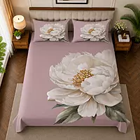 Purple 7D Digital Print Bedsheet Soft, Stylish & Premium Quality Bed Sheet King-225 x 250 CM)
