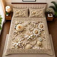 GOLD 7D Digital Print Bedsheet Soft, Stylish & Premium Quality Bed Sheet King-225 x 250 CM)