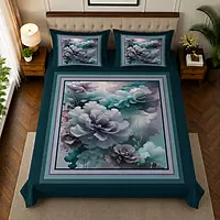 Blue 7D Digital Print Bedsheet Soft, Stylish & Premium Quality Bed Sheet King-225 x 250 CM)