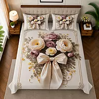 Bow 7D Digital Print Bedsheet Soft, Stylish & Premium Quality Bed Sheet King-225 x 250 CM)
