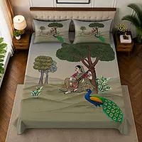 Peacock 7D Digital Print Bedsheet Soft, Stylish & Premium Quality Bed Sheet King-225 x 250 CM)