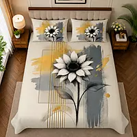 Sun Flower 7D Digital Print Bedsheet Soft, Stylish & Premium Quality Bed Sheet King-225 x 250 CM)