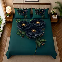 Green 7D Digital Print Bedsheet Soft, Stylish & Premium Quality Bed Sheet King-225 x 250 CM)