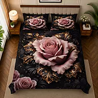 Rose 7D Digital Print Bedsheet Soft, Stylish & Premium Quality Bed Sheet King-225 x 250 CM)