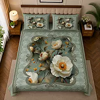 Flower 7D Digital Print Bedsheet Soft, Stylish & Premium Quality Bed Sheet King-225 x 250 CM)