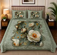 Flower 7D Digital Print Bedsheet Soft, Stylish & Premium Quality Bed Sheet King-225 x 250 CM)