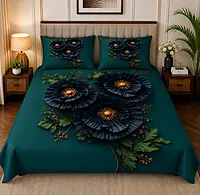 Green 7D Digital Print Bedsheet Soft, Stylish & Premium Quality Bed Sheet King-225 x 250 CM)