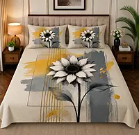 Sun Flower 7D Digital Print Bedsheet Soft, Stylish & Premium Quality Bed Sheet King-225 x 250 CM)