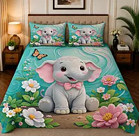 Elephant 7D Digital Print Bedsheet Soft, Stylish & Premium Quality Bed Sheet for Modern Bedroom