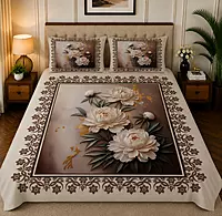 Classic 7D Digital Print Bedsheet Soft, Stylish & Premium Quality Bed Sheet King-225 x 250 CM)