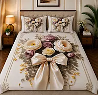 Bow 7D Digital Print Bedsheet Soft, Stylish & Premium Quality Bed Sheet King-225 x 250 CM)