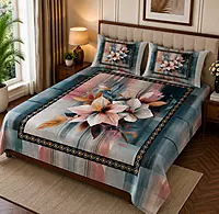 Square 7D Digital Print Bedsheet Soft, Stylish & Premium Quality Bed Sheet King-225 x 250 CM)