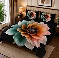 Black 7D Digital Print Bedsheet Soft, Stylish & Premium Quality Bed Sheet King-225 x 250 CM)