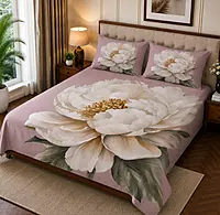 Purple 7D Digital Print Bedsheet Soft, Stylish & Premium Quality Bed Sheet King-225 x 250 CM)