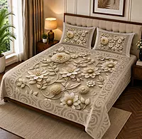 GOLD 7D Digital Print Bedsheet Soft, Stylish & Premium Quality Bed Sheet King-225 x 250 CM)