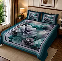 Blue 7D Digital Print Bedsheet Soft, Stylish & Premium Quality Bed Sheet King-225 x 250 CM)