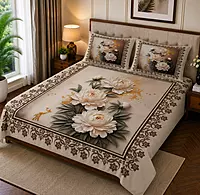 Classic 7D Digital Print Bedsheet Soft, Stylish & Premium Quality Bed Sheet King-225 x 250 CM)