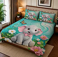Elephant 7D Digital Print Bedsheet Soft, Stylish & Premium Quality Bed Sheet for Modern Bedroom