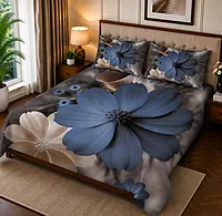 White Rose 7D Digital Print Bedsheet Soft, Stylish & Premium Quality Bed Sheet King-225 x 250 CM)