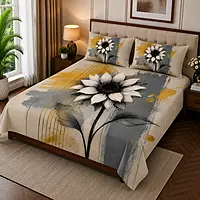 Sun Flower 7D Digital Print Bedsheet Soft, Stylish & Premium Quality Bed Sheet King-225 x 250 CM)