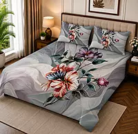 Trendy 7D Digital Print Bedsheet Soft, Stylish & Premium Quality Bed Sheet King-225 x 250 CM)