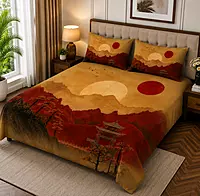 Yellow 7D Digital Print Bedsheet Soft, Stylish & Premium Quality Bed Sheet King-225 x 250 CM)