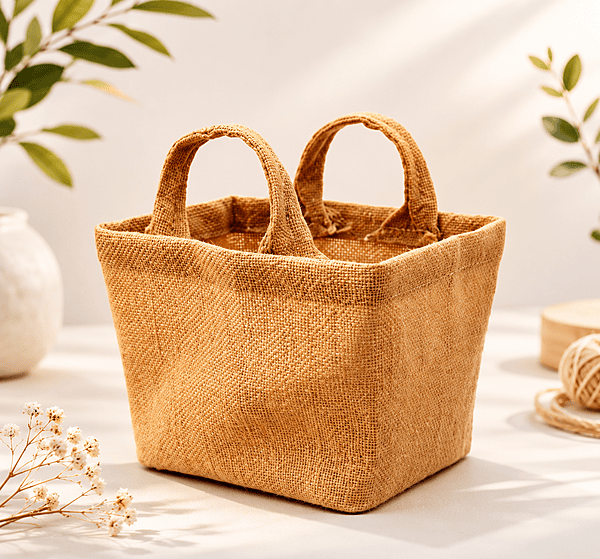 Jute tote bag with dual handles