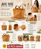 Jute tote bag with dual handles