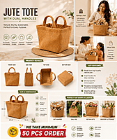 Jute tote bag with dual handles