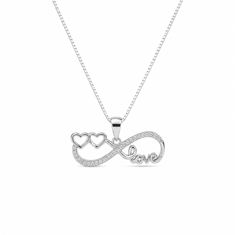 92.50 Silver infinity Two Heart & Love symbol pendent with Chain - 18