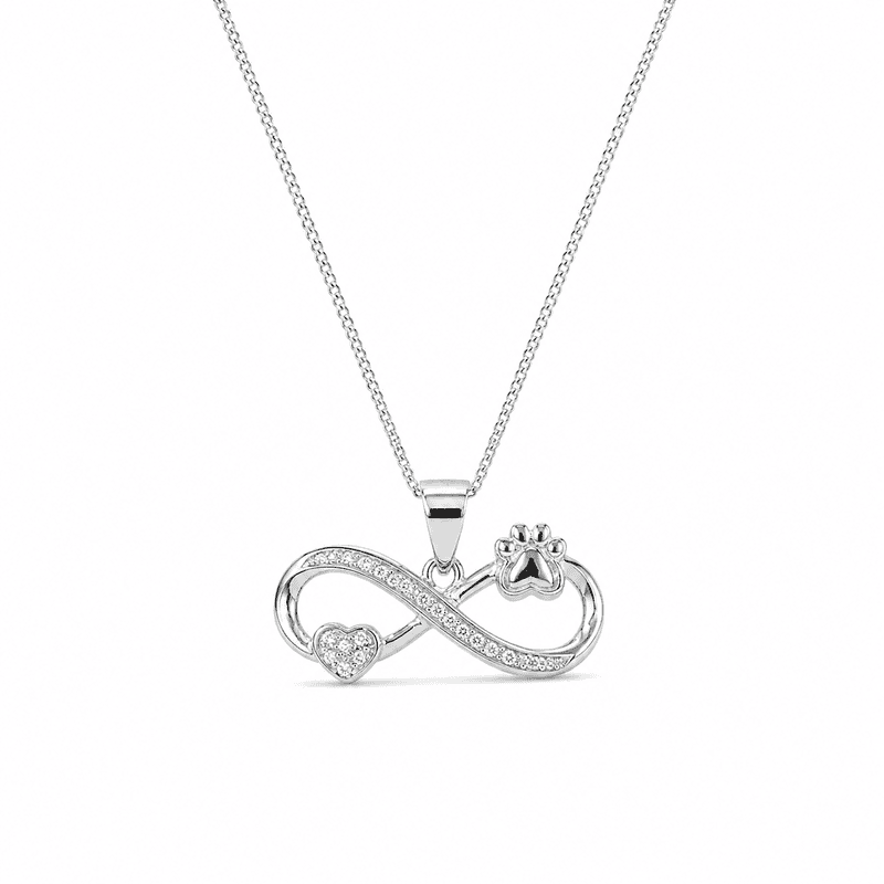 92.50 Silver infinity Heart & Paw symbol pendent with Chain - 18