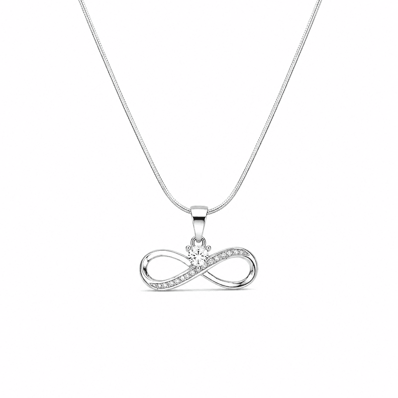 Silver infinity heart Stone pendent with Chain - 18
