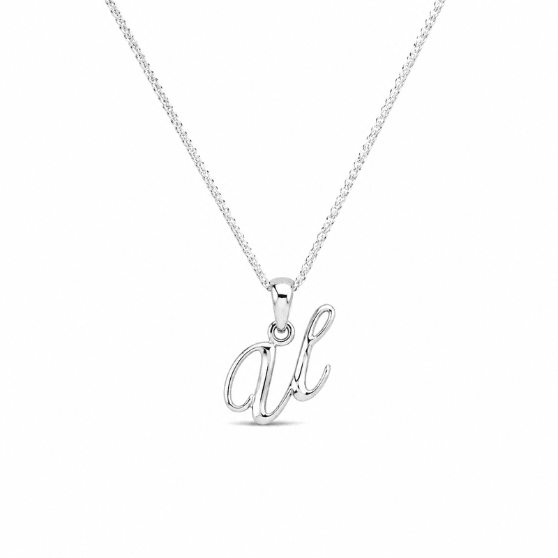 Silver Alphabet U pendent with Chain - 18
