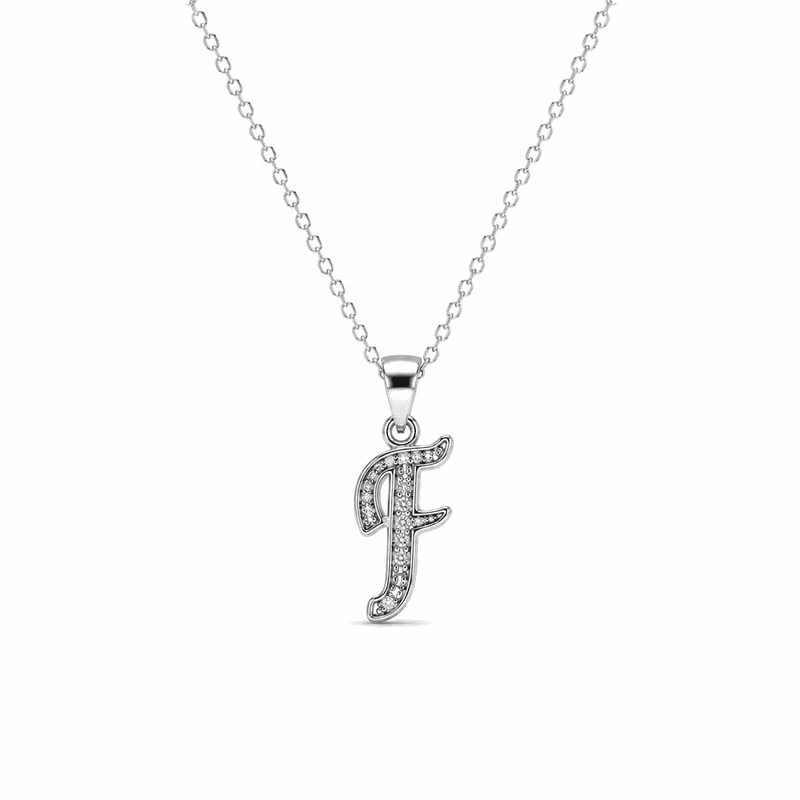 Silver Alphabet F pendent with Chain - 18