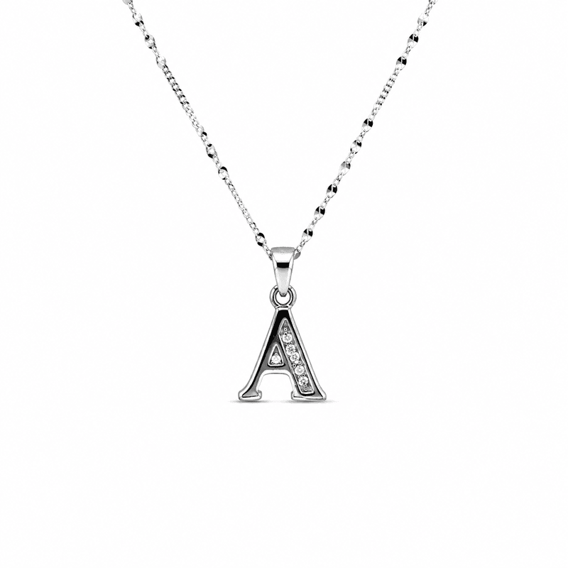 Silver Alphabet A pendent with Chain - 18