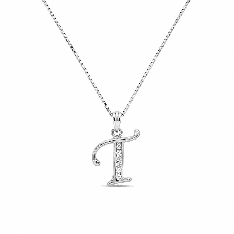 Silver Alphabet T pendent with Chain - 18