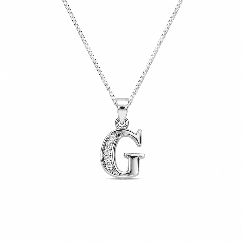 Silver Alphabet G pendent with Chain - 18