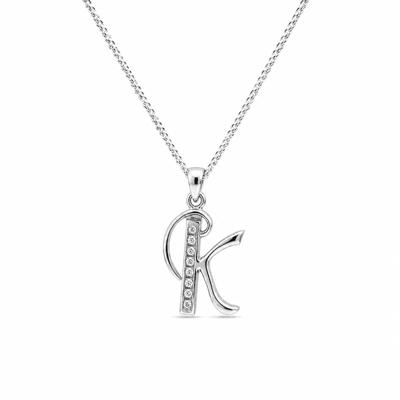 92.50 Silver Alphabet K pendent with Chain - 18